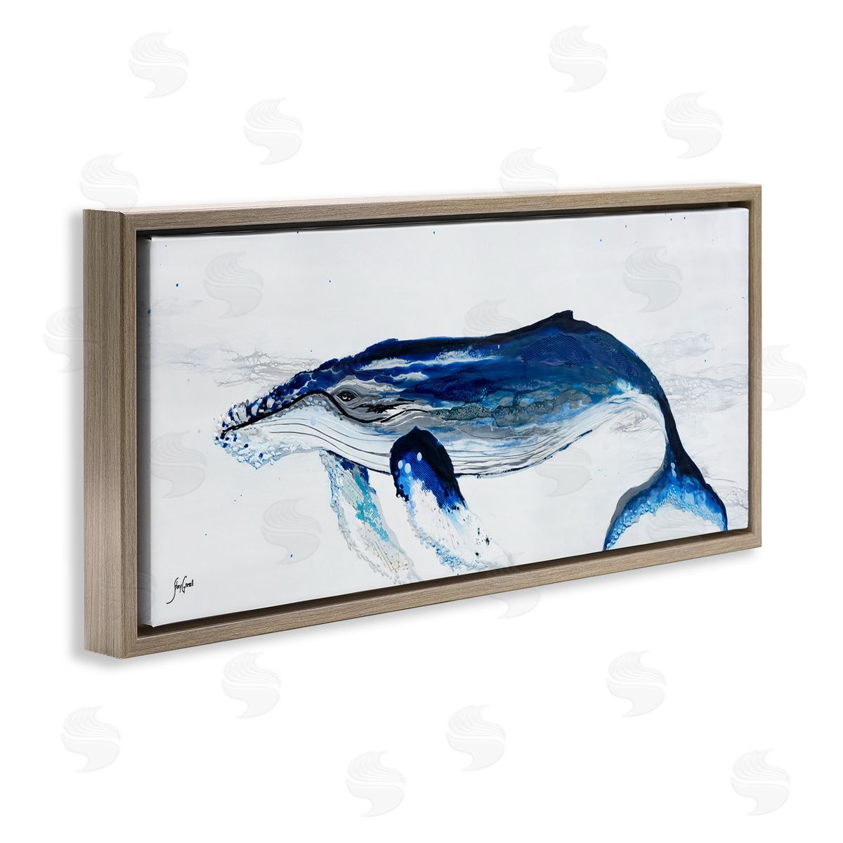Stacy Gresell Vivid Blue Whale Swimming Marine Animal Sea Life