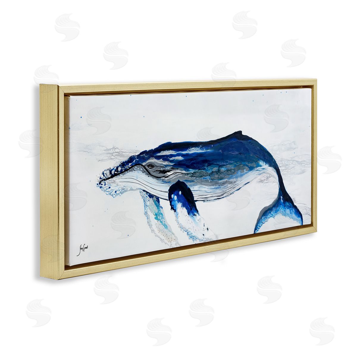 Stacy Gresell Vivid Blue Whale Swimming Marine Animal Sea Life