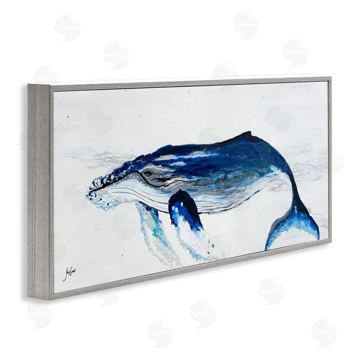 Stacy Gresell Vivid Blue Whale Swimming Marine Animal Sea Life