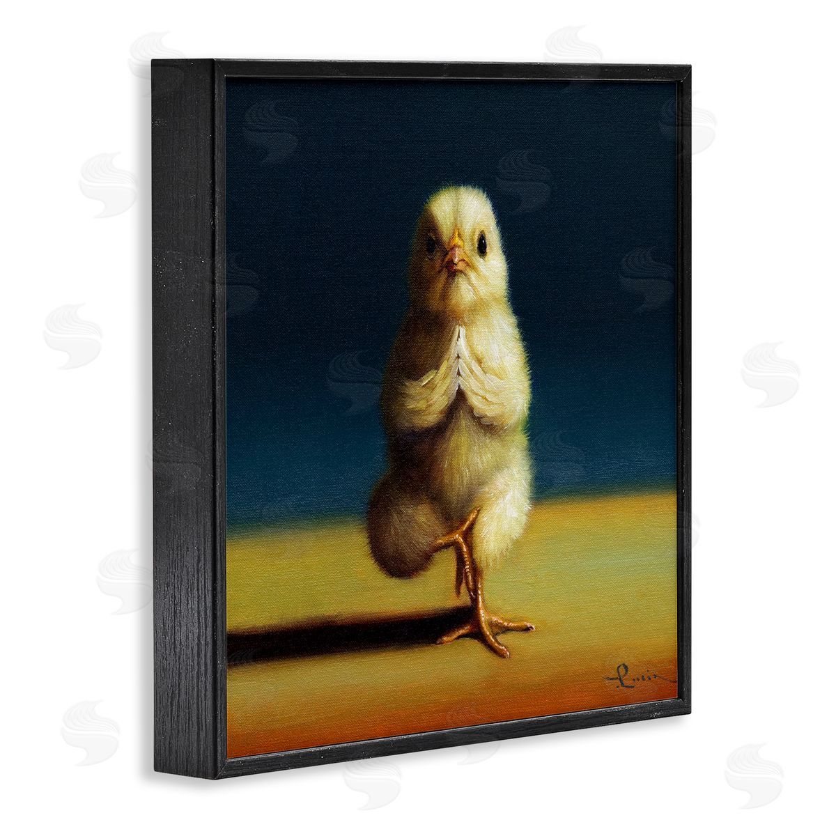 Lucia Heffernan Yellow Chick Meditating Yoga Pose Animal Fitness Black Framed Glicee Wall Art Print