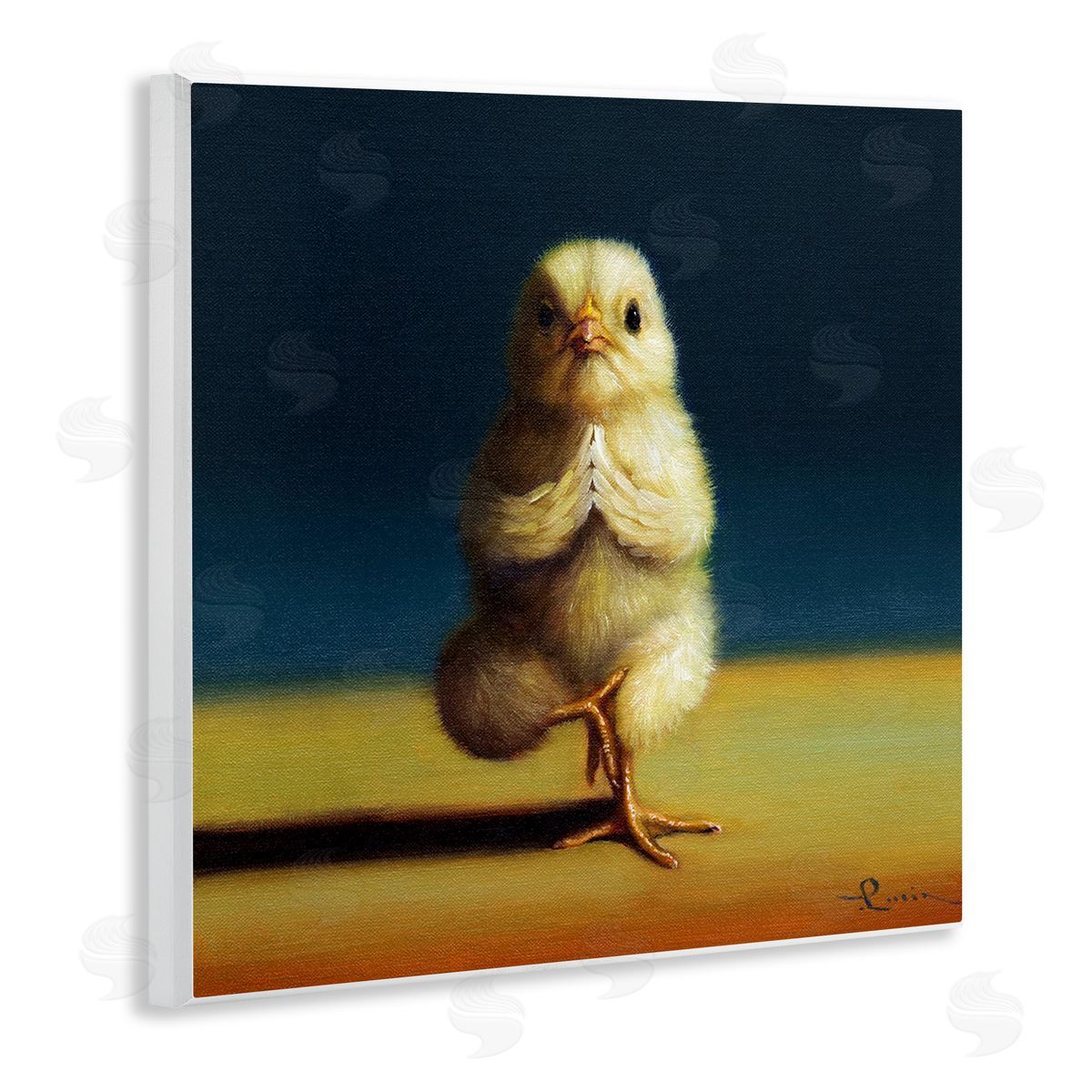 Lucia Heffernan Yellow Chick Meditating Yoga Pose Animal Fitness Wooden Wall Plaque Art Print
