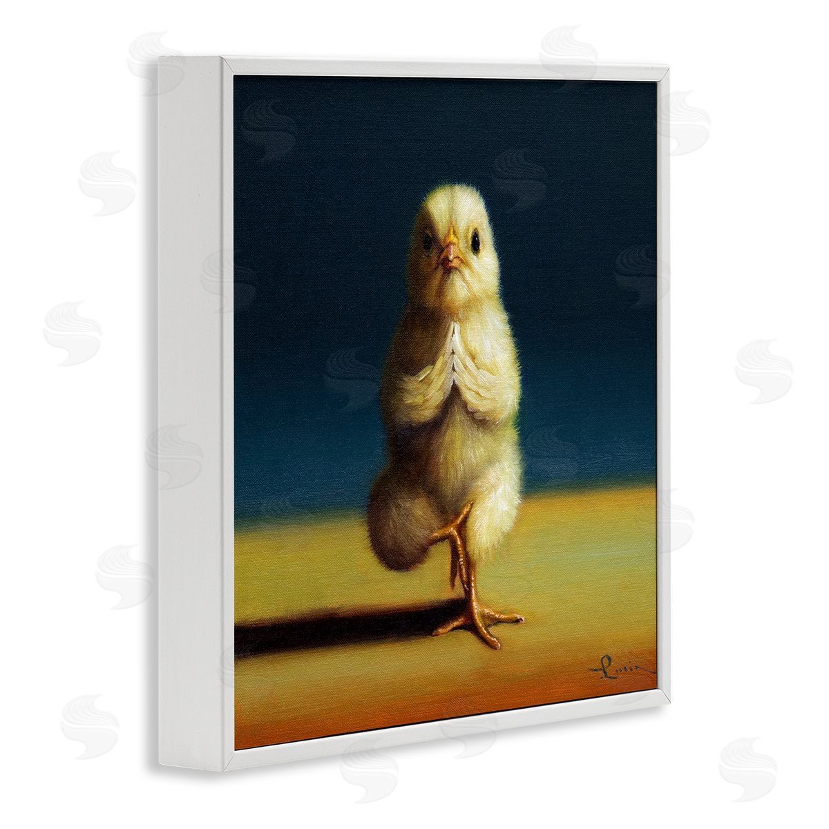 Lucia Heffernan Yellow Chick Meditating Yoga Pose Animal Fitness White Framed Glicee Wall Art Print