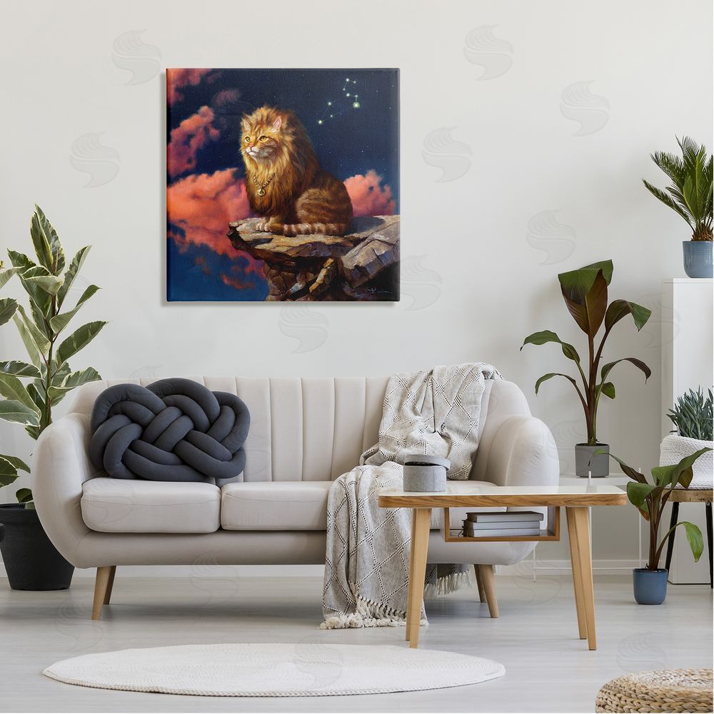 Lucia Heffernan Lion Cat Night Sky Constellation Leo Astrology Symbol Canvas Wall Art in Room