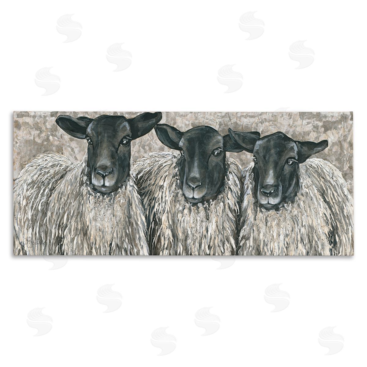 Three Sheep Trio Portrait Canvas Wall Art, Home Decor by Hollihocks Art
