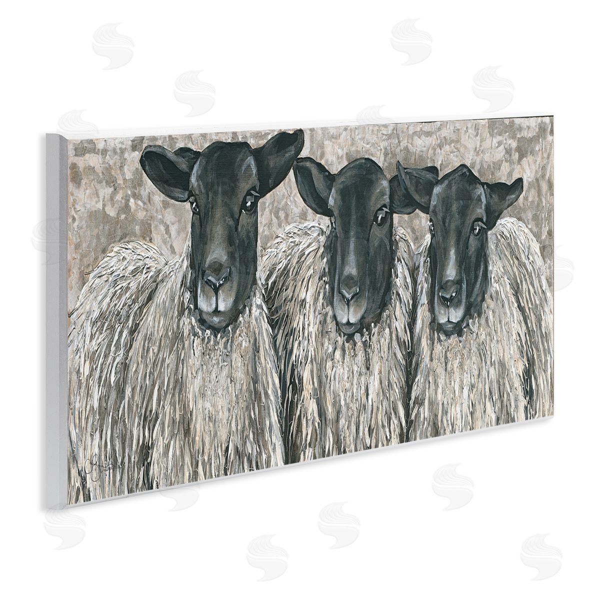 Three Sheep Trio Portrait Wood Plaque Wall Art, Home Decor by Hollihocks Art