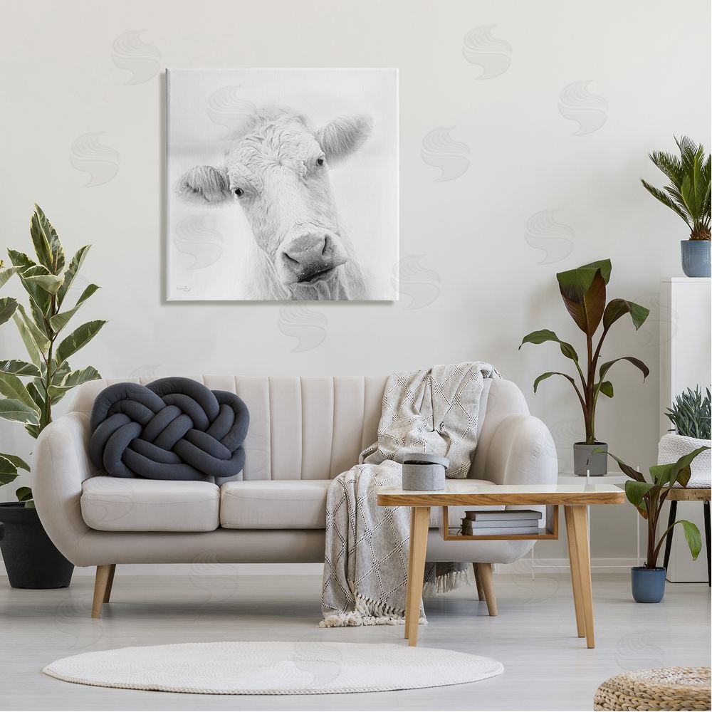 Jennifer Pugh Peaceful Cattle Portrait Close Up Rural Wildlife Canvas Wall Art in Room