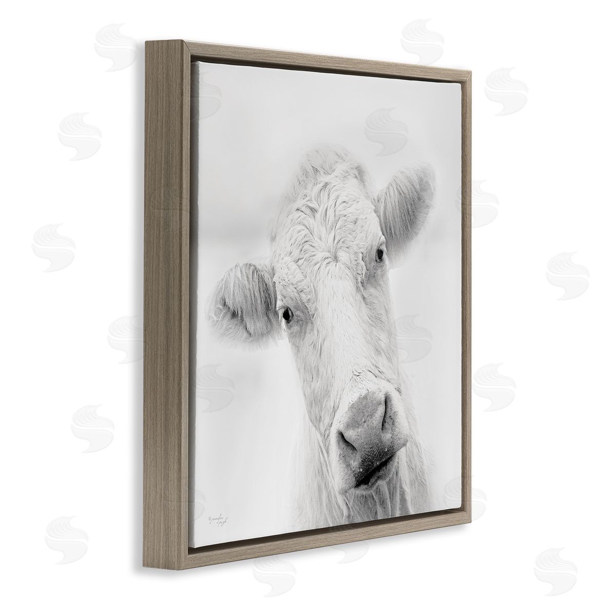 Jennifer Pugh Peaceful Cattle Portrait Close Up Rural Wildlife Brown Floating Frame Canvas Wall Art Print