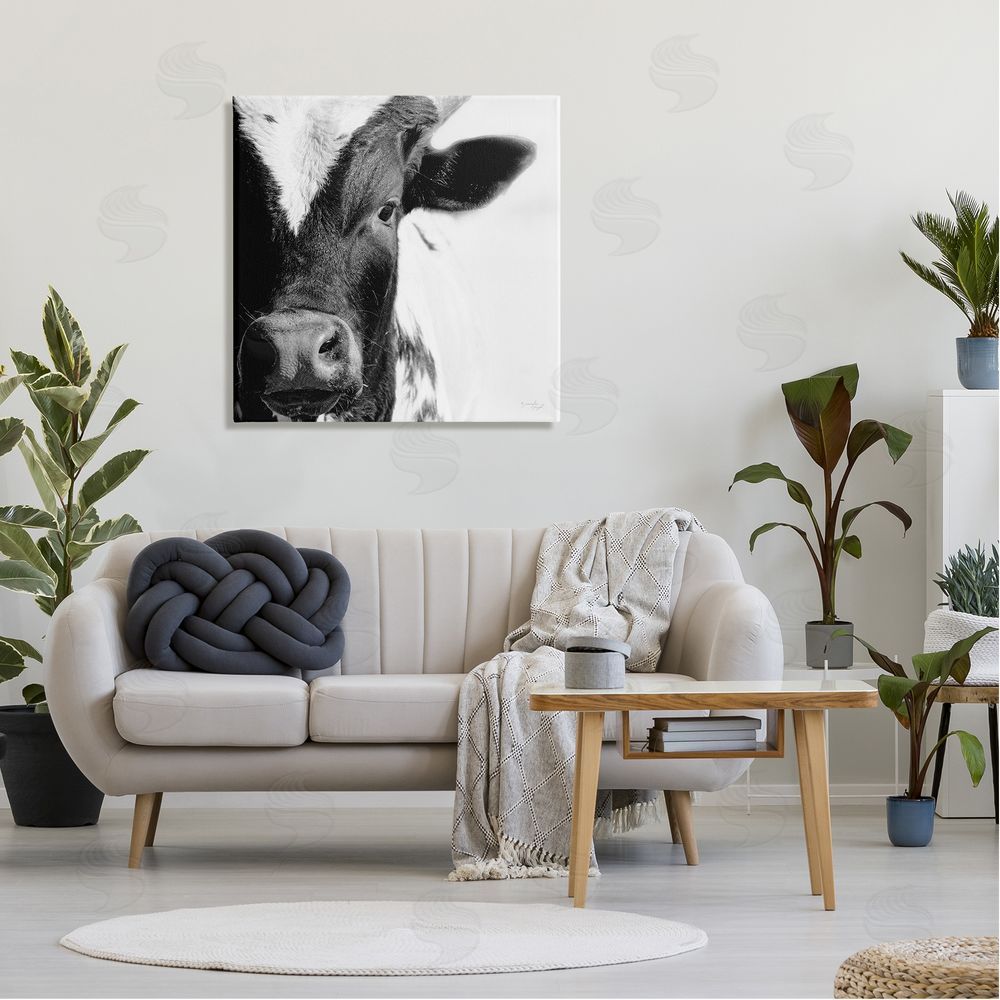 Jennifer Pugh Rural Farm Cow Stunning Up Close Photography Canvas Wall Art in Room