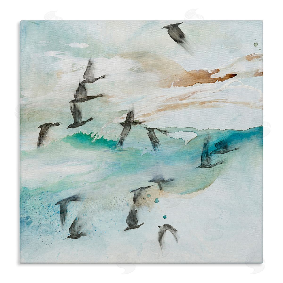 Tara Leaver Contemporary Bird Wings Flapping Speckled Watercolor Detail Stretched Canvas Wall Art Print