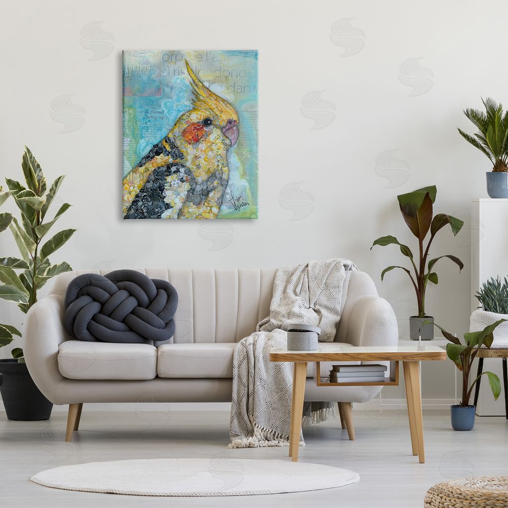 Lisa Morales Jolly Cockatiel Bird Assorted Layered Animal  Canvas Wall Art Print in Room