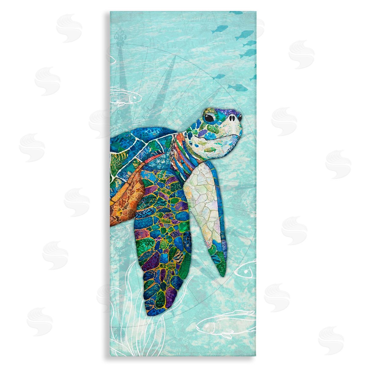 Lisa Morales Sea Turtle Underwater Ocean Mosaic Style Collage