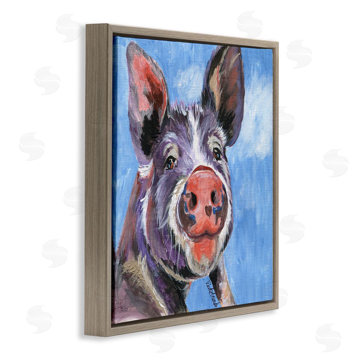 Jennifer Redstreake Intricate Pig Hog Painting Bold Contemporary Strokes Brown Floating Frame Canvas Wall Art Print