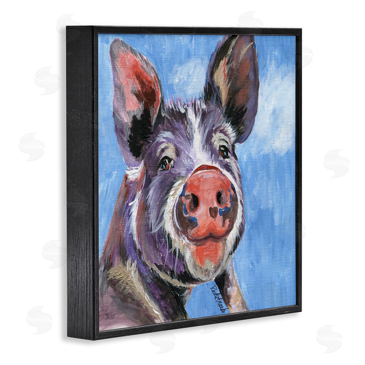 Jennifer Redstreake Intricate Pig Hog Painting Bold Contemporary Strokes Black Framed Glicee Wall Art Print
