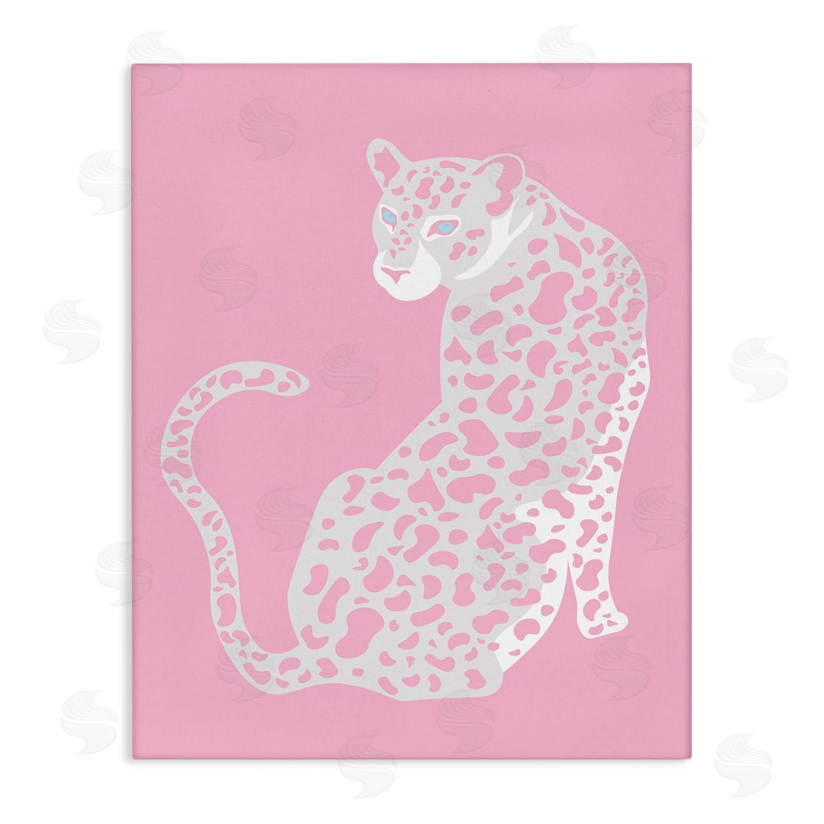Birch & Ink Pink Modern Leopard Cheetah Portrait Piercing Gaze  Stretched Canvas Wall Art Print