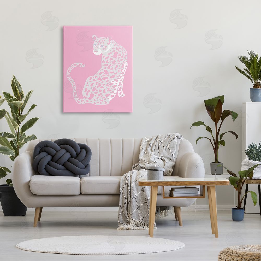 Birch & Ink Pink Modern Leopard Cheetah Portrait Piercing Gaze  Canvas Wall Art Print in Room