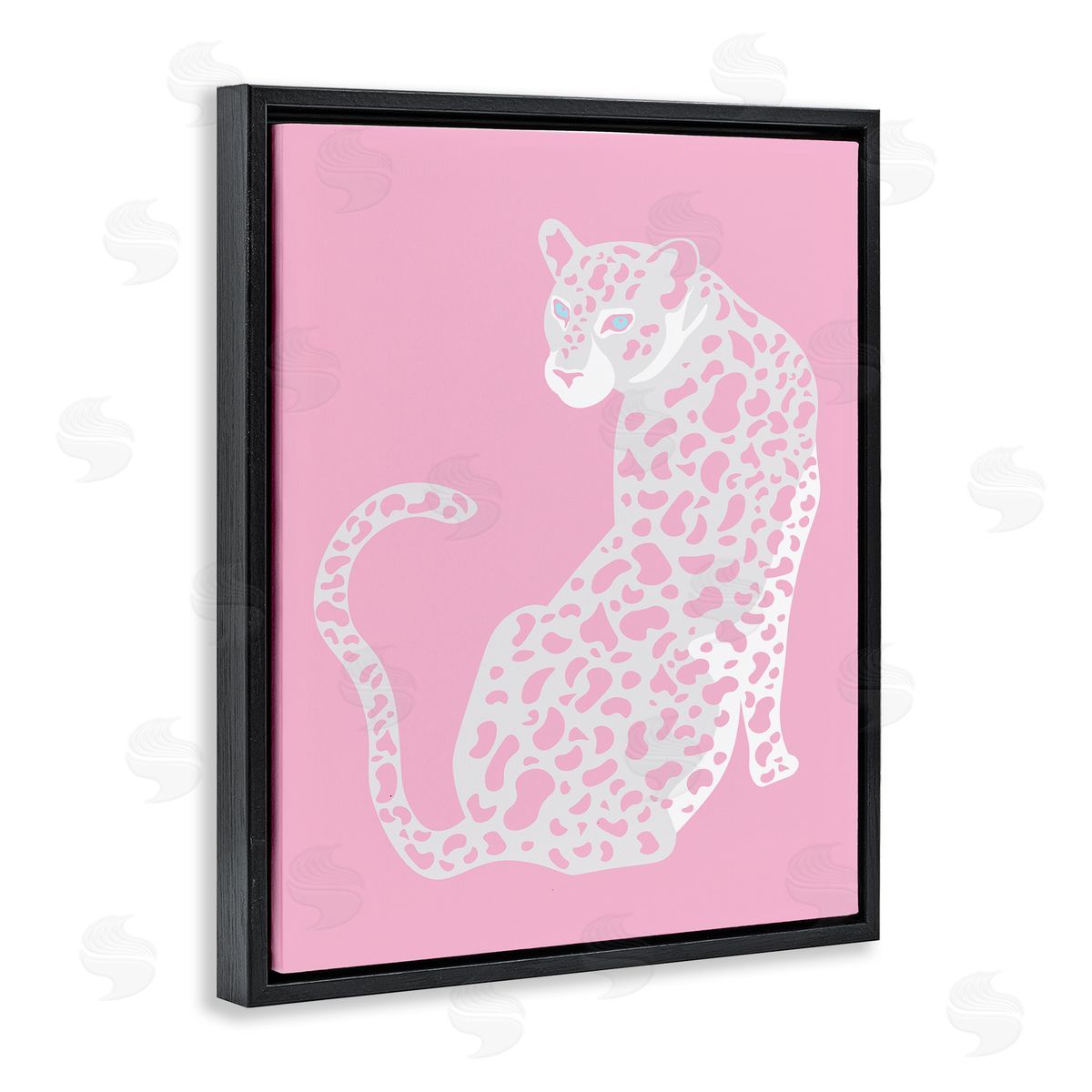 Birch & Ink Pink Modern Leopard Cheetah Portrait Piercing Gaze  Black Floating Frame Canvas Wall Art Print