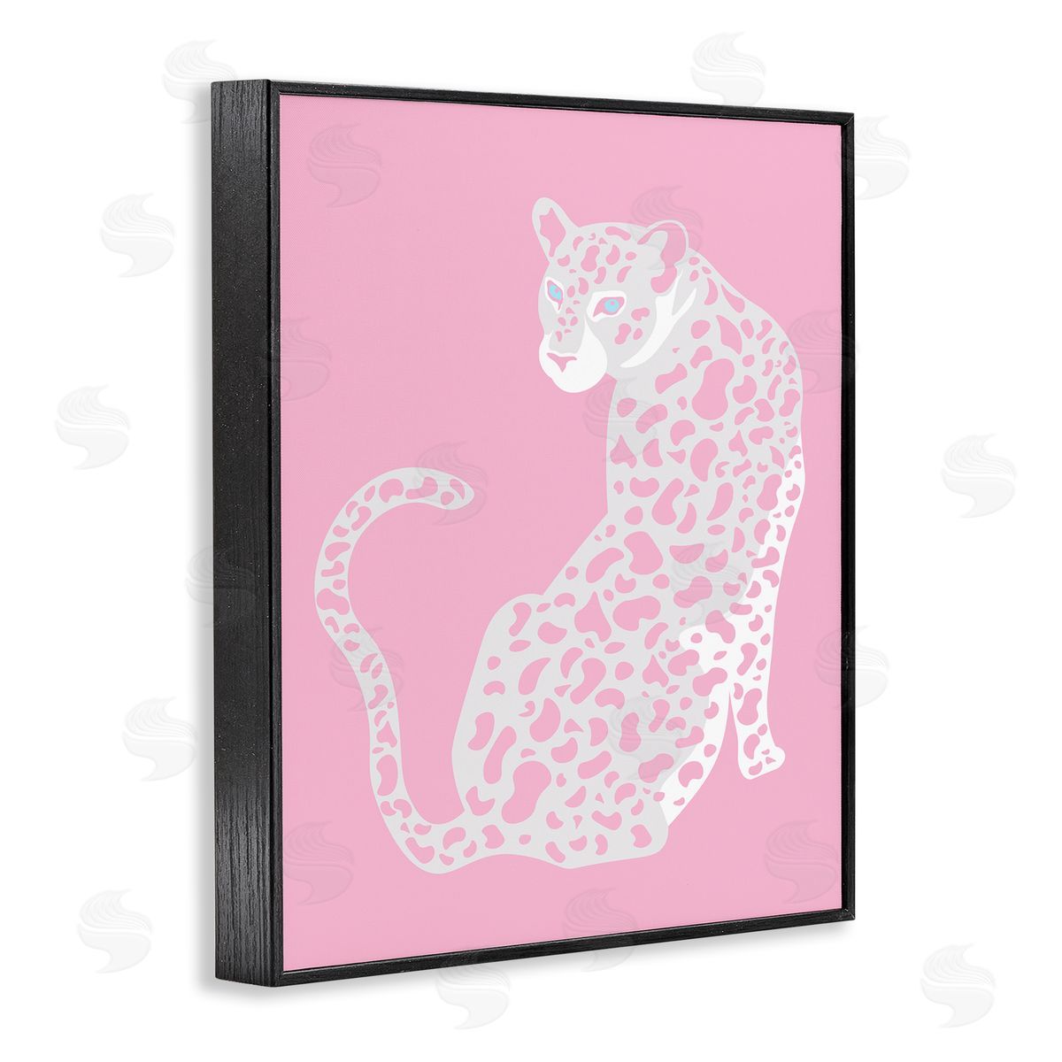 Birch & Ink Pink Modern Leopard Cheetah Portrait Piercing Gaze  Black Framed Giclee Wall Art Print