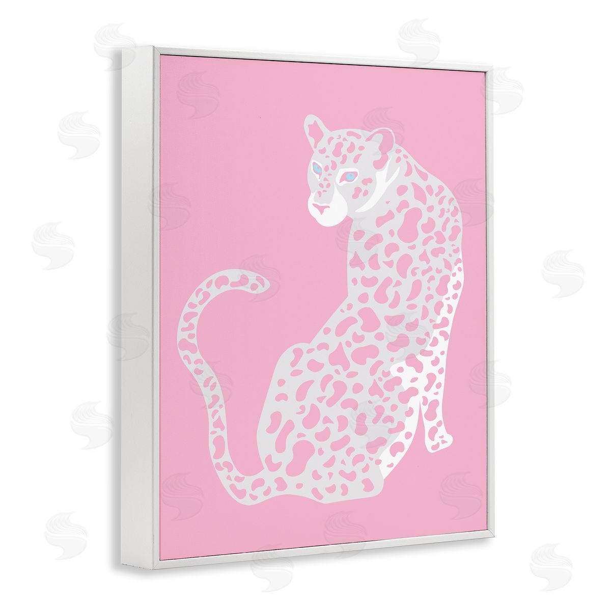 Birch & Ink Pink Modern Leopard Cheetah Portrait Piercing Gaze  White Framed Giclee Wall Art Print
