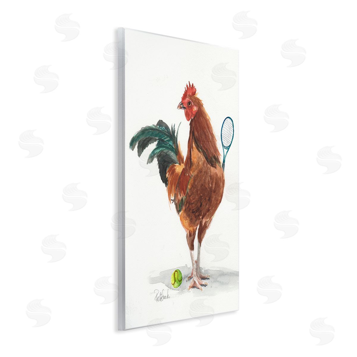 Jennifer Redstreake Chicken Hen Playing Tennis Athletic Farm Wall Plaque Art Print