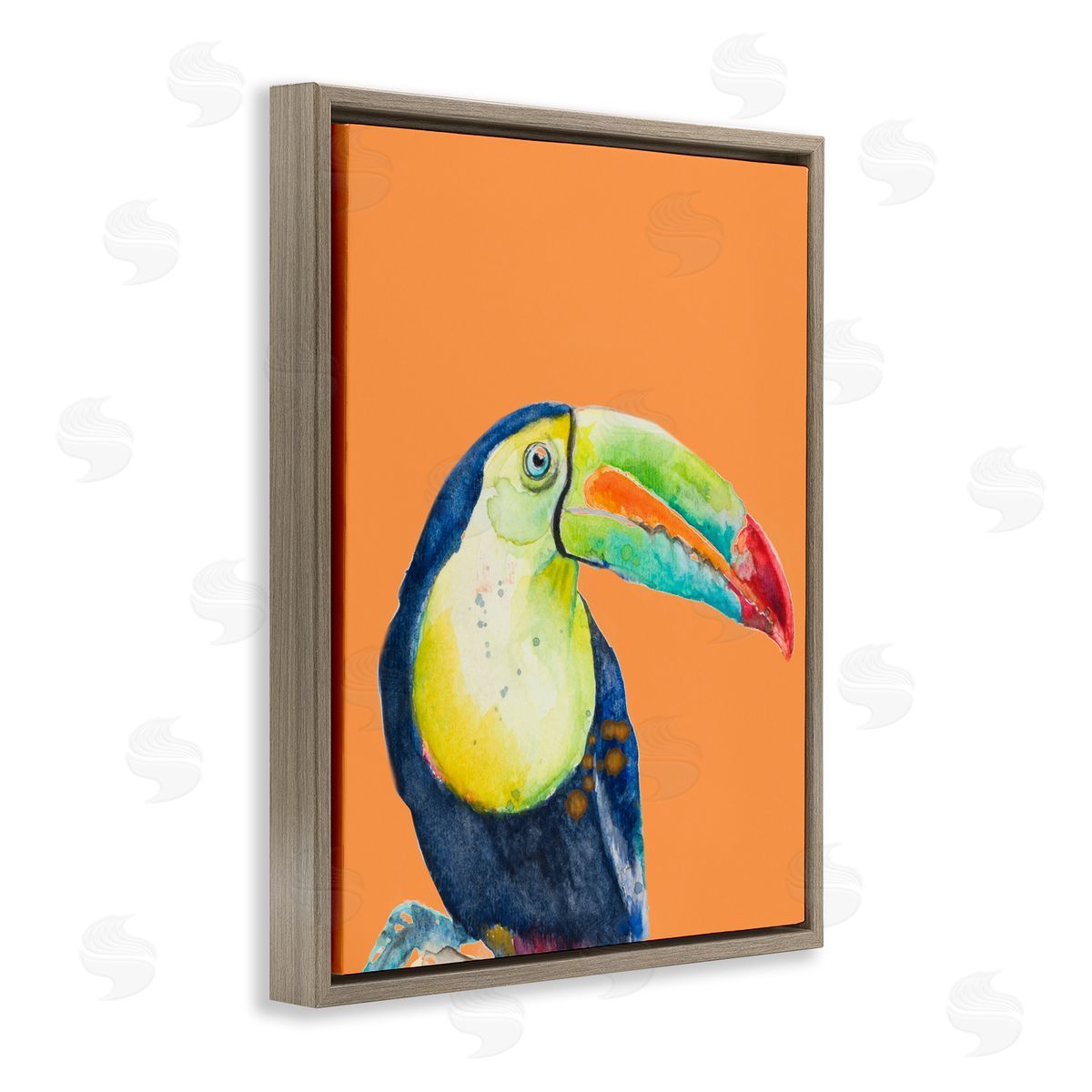 Patricia Pinto Tropical Toucan Portrait Vivid Beak Rainforest Bird Brown Floating Frame Canvas Wall Art Print