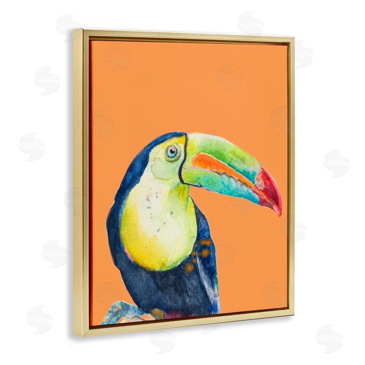 Patricia Pinto Tropical Toucan Portrait Vivid Beak Rainforest Bird Gold Floating Frame Canvas Wall Art Print