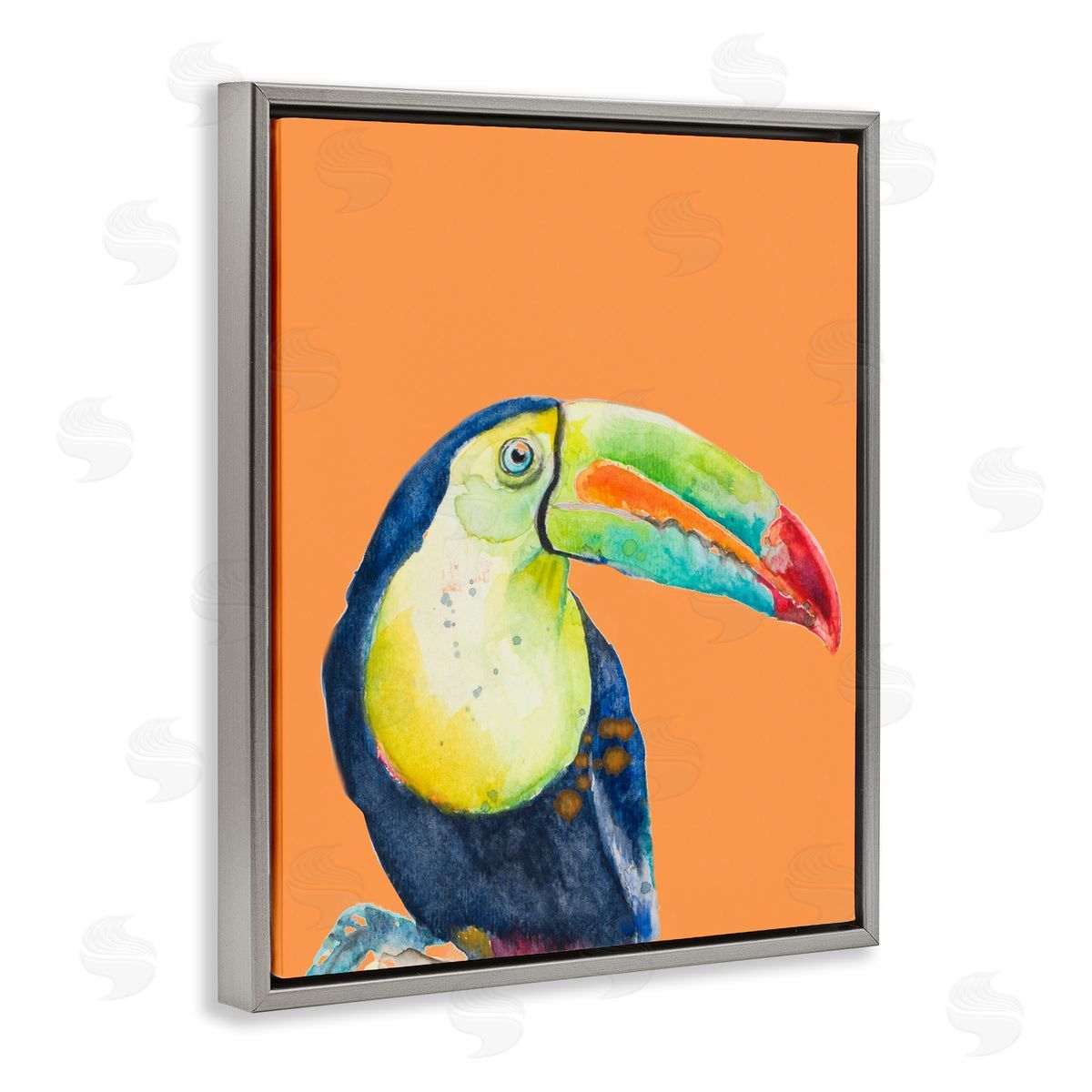 Patricia Pinto Tropical Toucan Portrait Vivid Beak Rainforest Bird Gray Floating Frame Canvas Wall Art Print