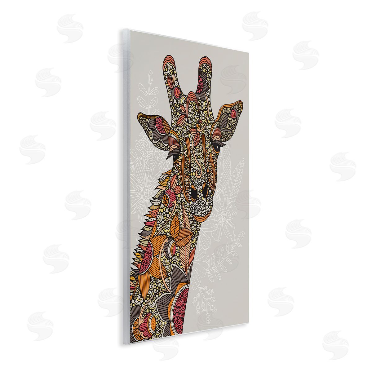 Valentina Harper Pleasant Giraffe Animal Intricate Floral Fractal Details  Wall Plaque Art Print