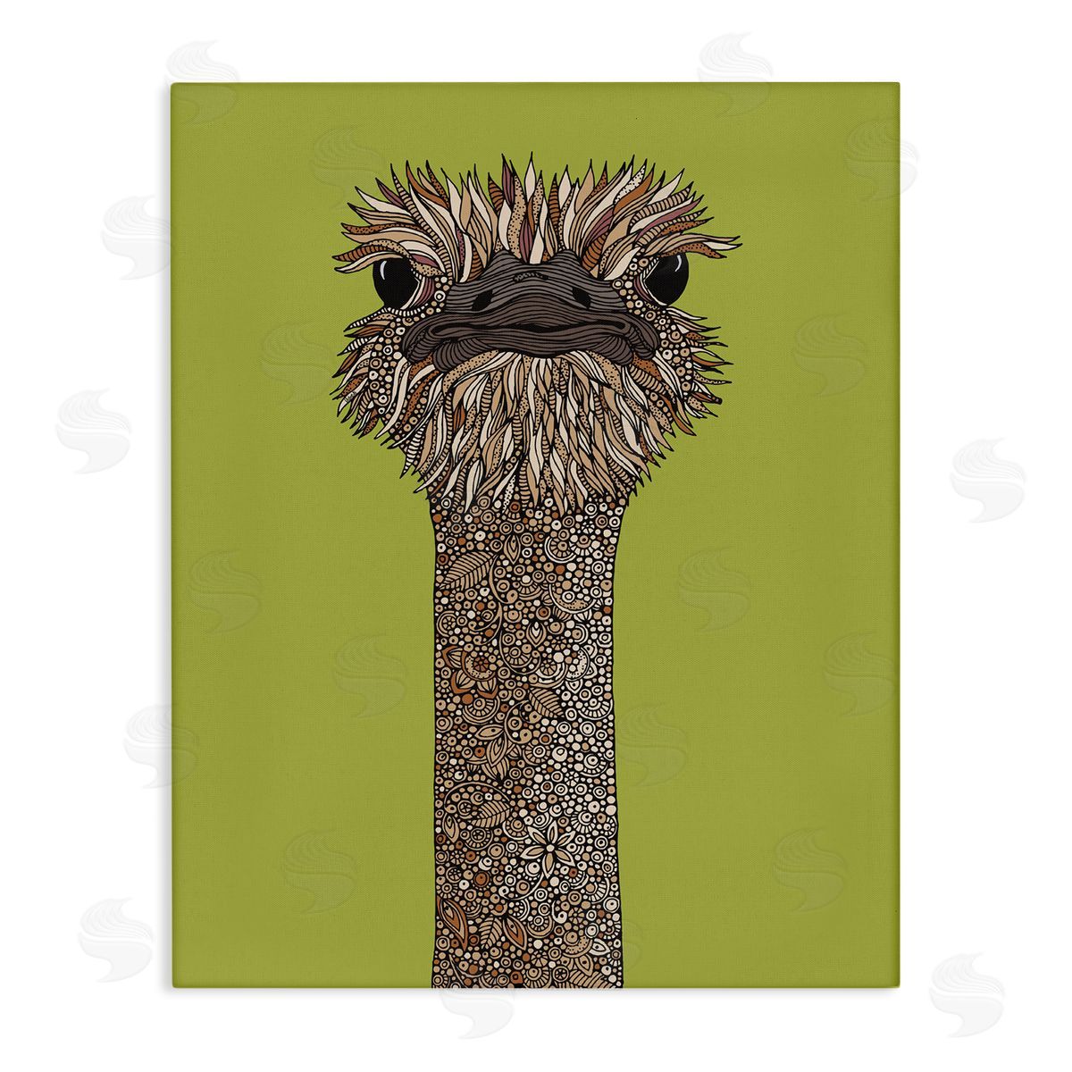 Valentina Harper Detailed Ostrich Bird Floral Petal Fractal Shapes Stretched Canvas Wall Art Print