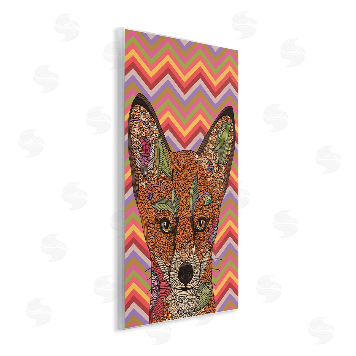 Valentina Harper Detailed Fox Retro Zig Zag Pattern Mandala Fractals Wall Plaque Art Print
