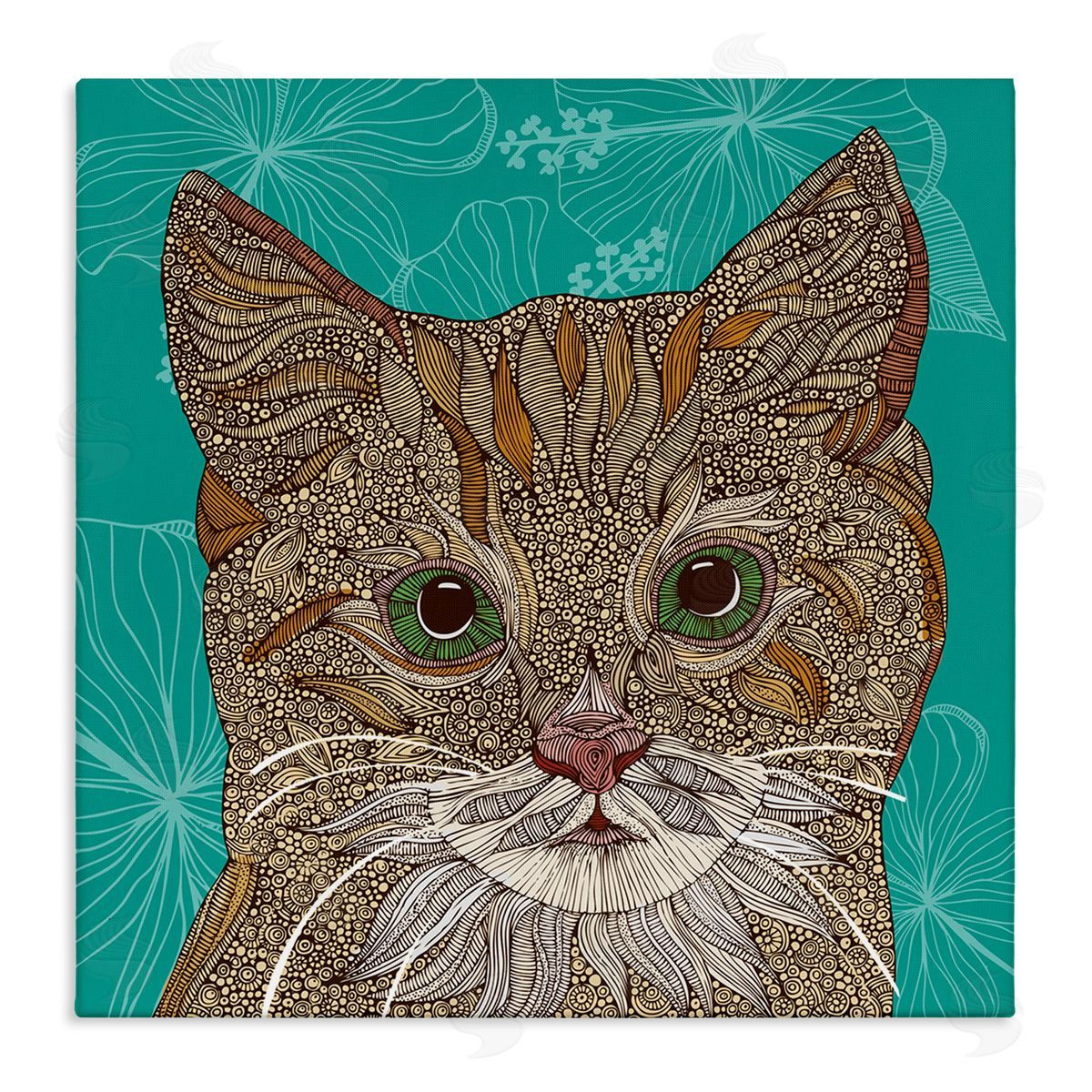 Valentina Harper Cat Portrait Hibiscus Botanicals Abstract Fractal Designs Stretched Canvas Wall Art Print