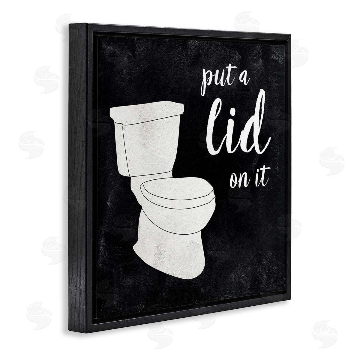 CAD Designs Put Lid On It Humorous Bathroom Toilet Phrase Black Floating Frame Canvas Wall Art Print