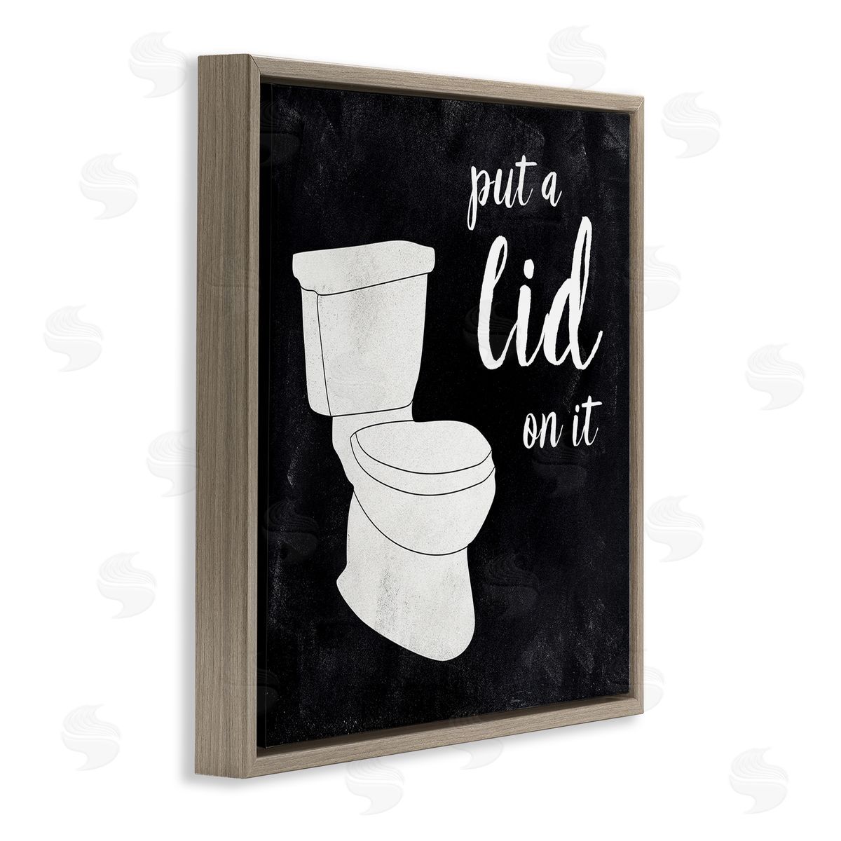 CAD Designs Put Lid On It Humorous Bathroom Toilet Phrase Brown Floating Frame Canvas Wall Art Print