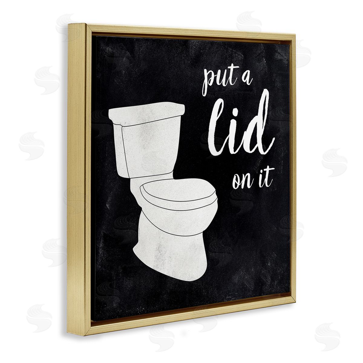 CAD Designs Put Lid On It Humorous Bathroom Toilet Phrase Gold Floating Frame Canvas Wall Art Print