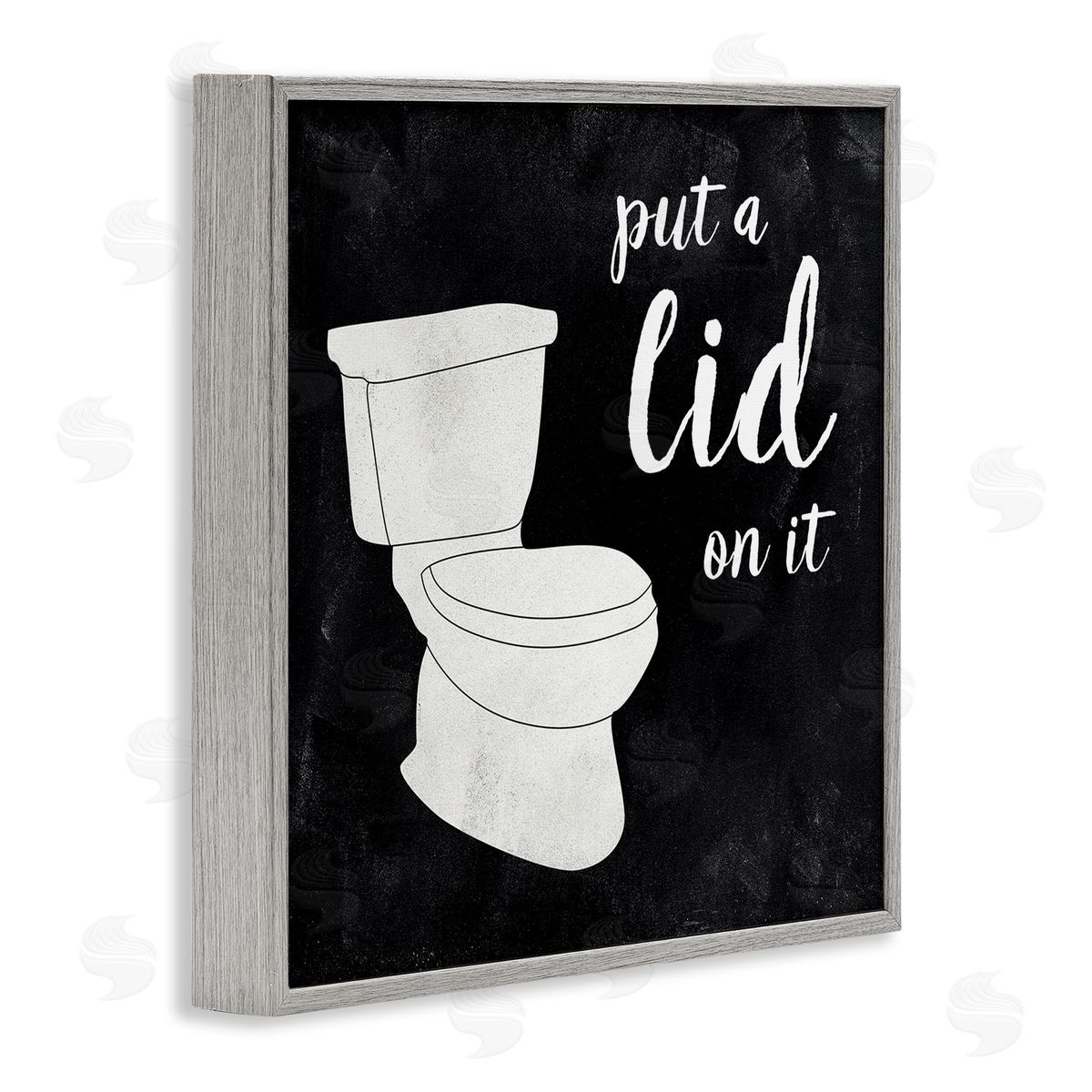 CAD Designs Put Lid On It Humorous Bathroom Toilet Phrase Gray Framed Glicee Wall Art Print