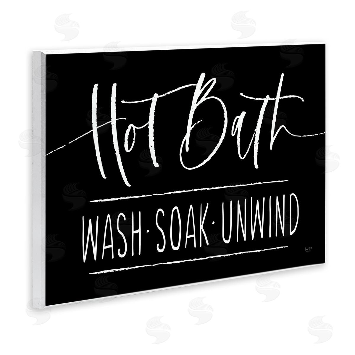 Lux + Mes Hot Bath Wash Soak Unwind Bathroom Typography Wall Plaque Art Print