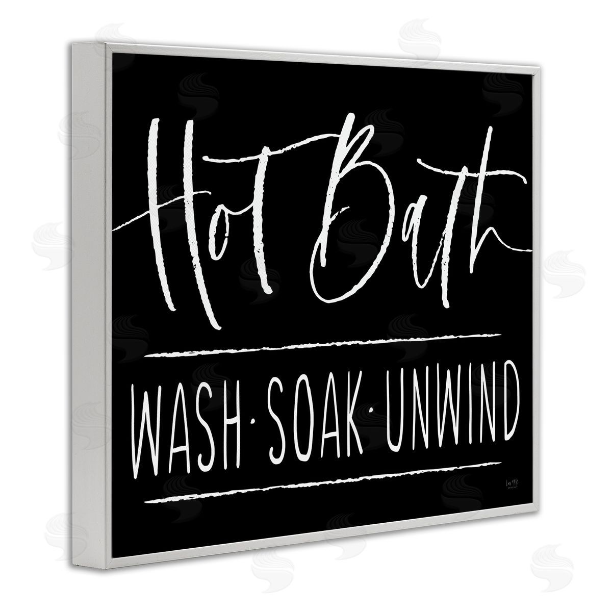 Lux + Mes Hot Bath Wash Soak Unwind Bathroom Typography White Framed Giclee Wall Art Print