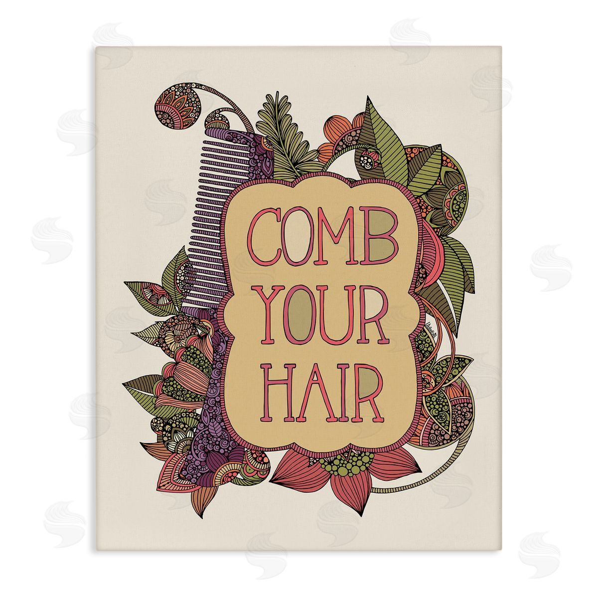 Valentina Harper Comb Your Hair Detailed Botanical Fractal Shapes Stretched Canvas Wall Art Print