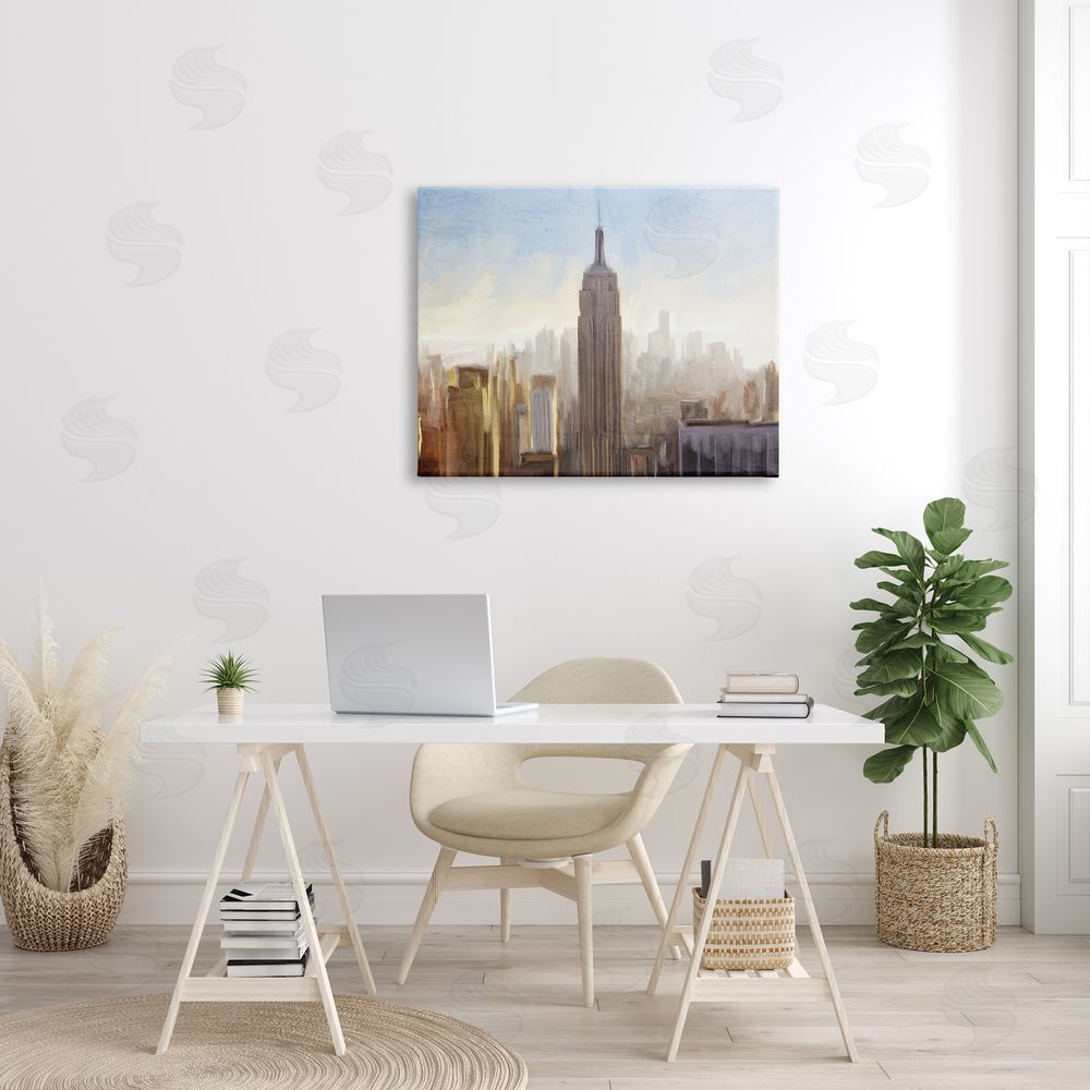 Kim Allen Bustling New York Cityscape Distant Buildings Skyline  Canvas Wall Art Print in Room