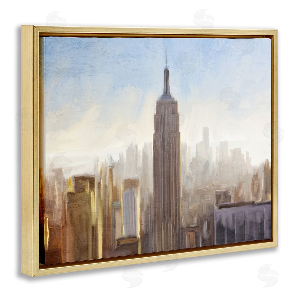 Kim Allen Bustling New York Cityscape Distant Buildings Skyline  Gold Floating Frame Canvas Wall Art Print