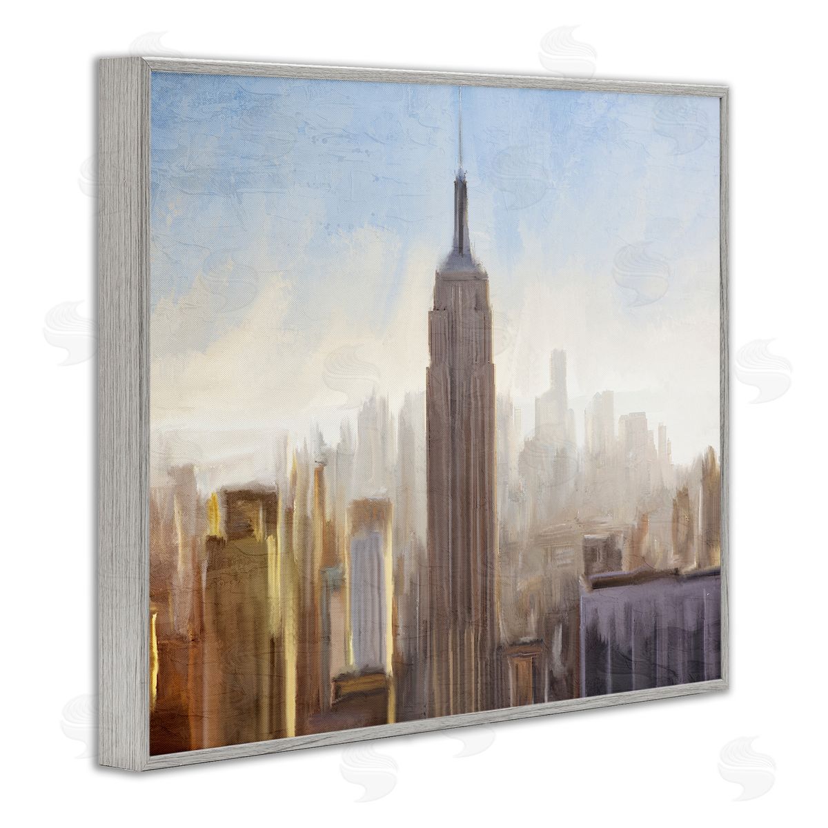 Kim Allen Bustling New York Cityscape Distant Buildings Skyline  Gray Framed Giclee Wall Art Print