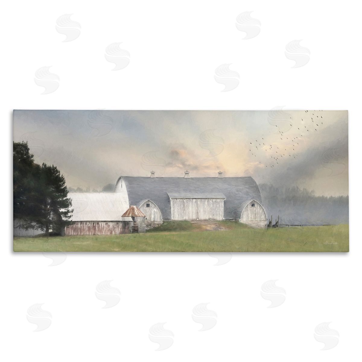 Lori Deiter Sunlit Barn Birds Flying Rural Countryside Pasture