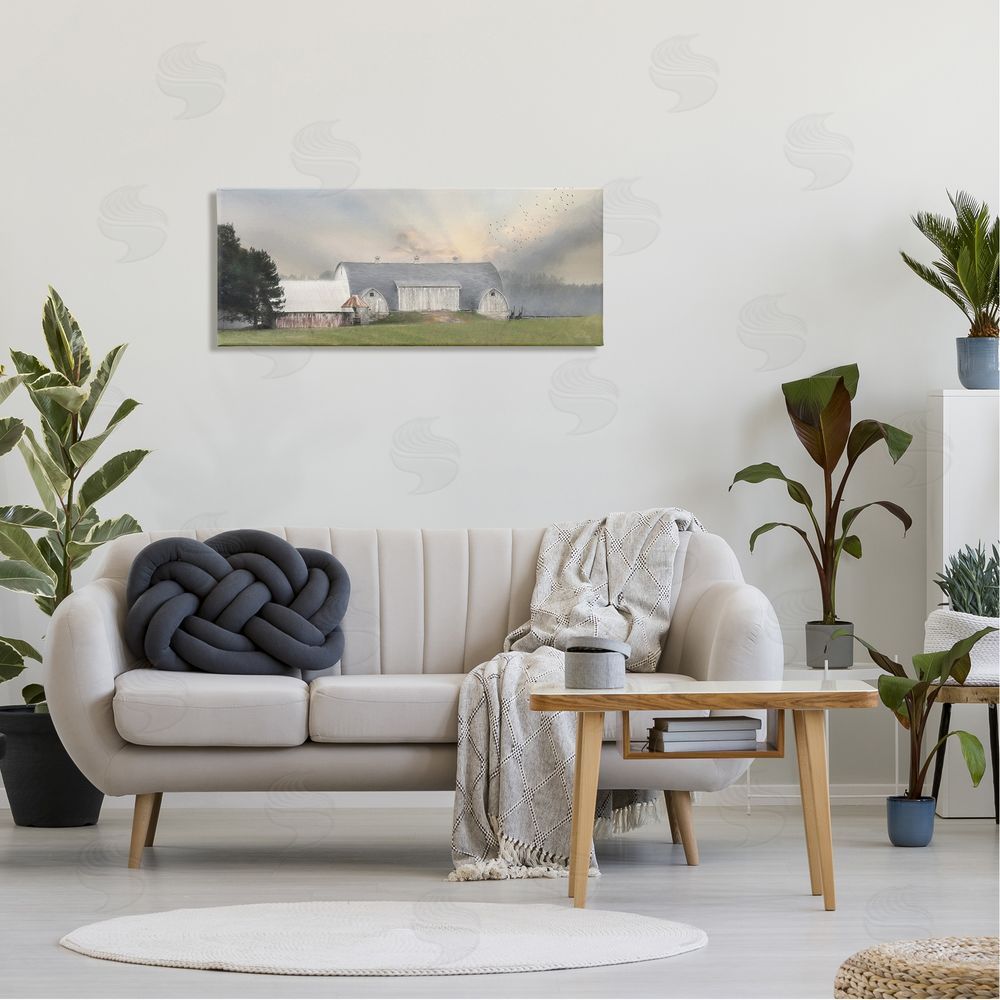 Lori Deiter Sunlit Barn Birds Flying Rural Countryside Pasture