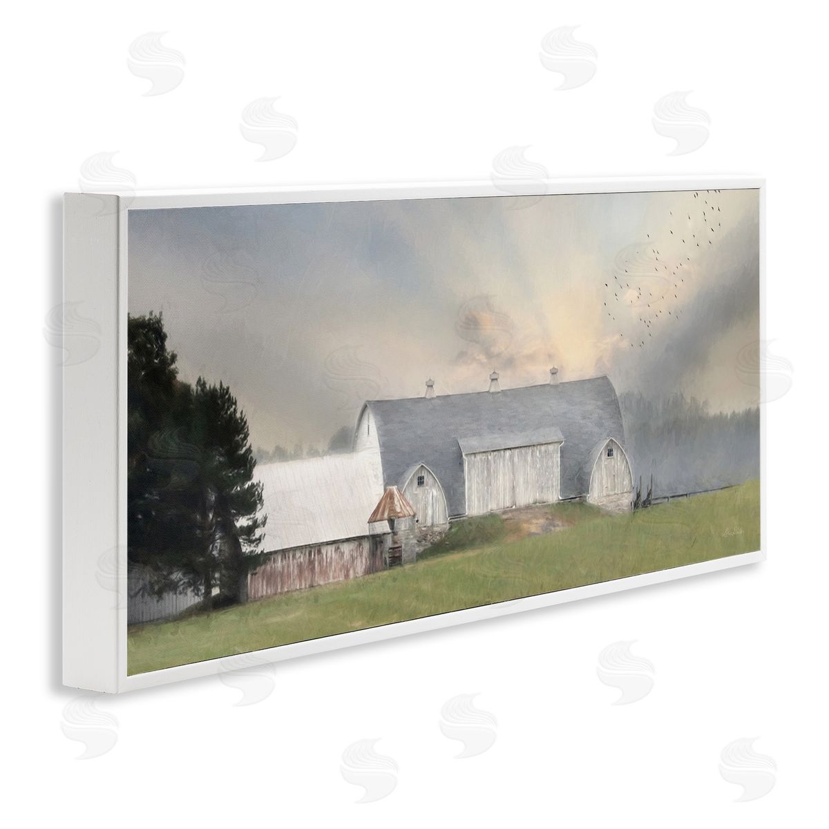 Lori Deiter Sunlit Barn Birds Flying Rural Countryside Pasture