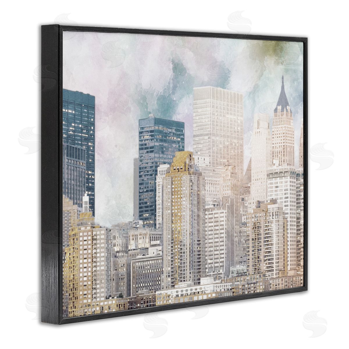 Marcus Prime Layered Pastel Cityscape Buildings City Skyline Architecture Black Framed Giclee Wall Art Print