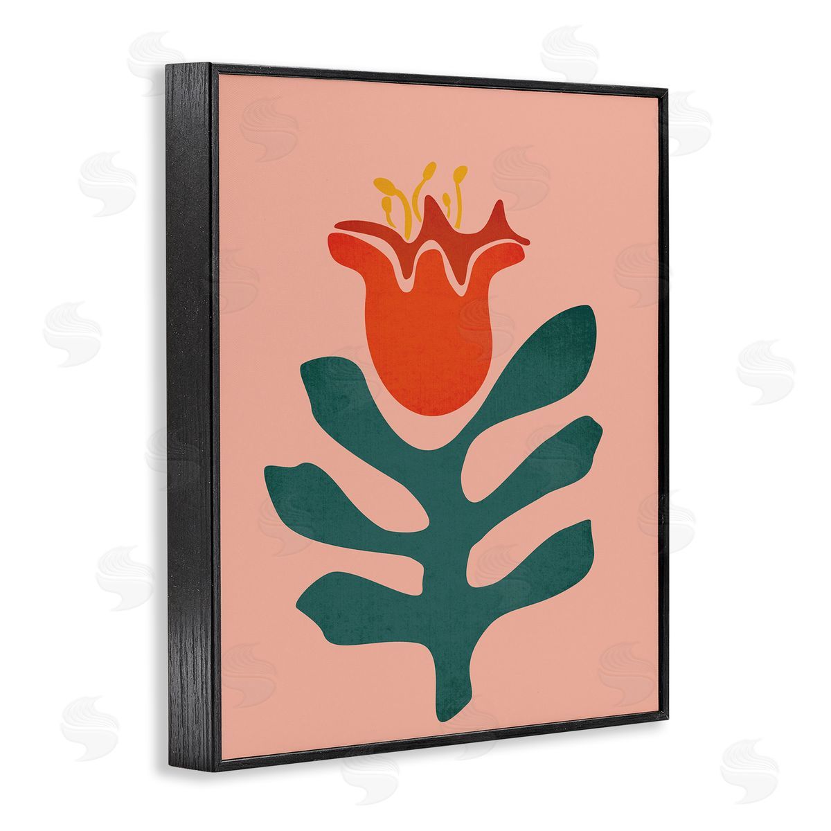 JJ House LLC Modern Tulip Flower Bud Abstract Cutout Shapes  Black Framed Giclee Wall Art Print