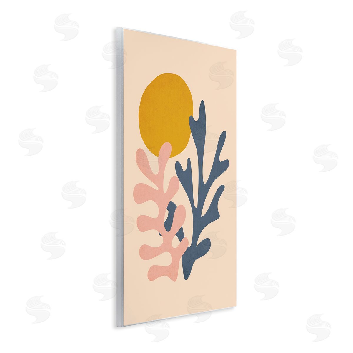 JJ House LLC Contemporary Pastel Leaf Forms Abstract Sun Shape Wall Plaque Art Print