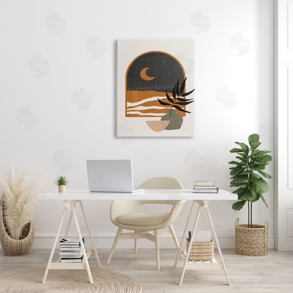 JJ House LLC Lovely Night Sky Desert Moon Scene Through Window Canvas Wall Art Print in Room