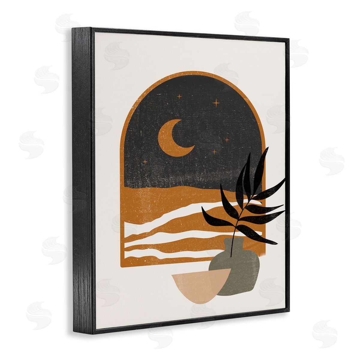 JJ House LLC Lovely Night Sky Desert Moon Scene Through Window Black Framed Giclee Wall Art Print