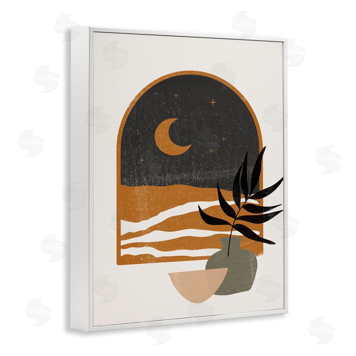 JJ House LLC Lovely Night Sky Desert Moon Scene Through Window White Framed Giclee Wall Art Print