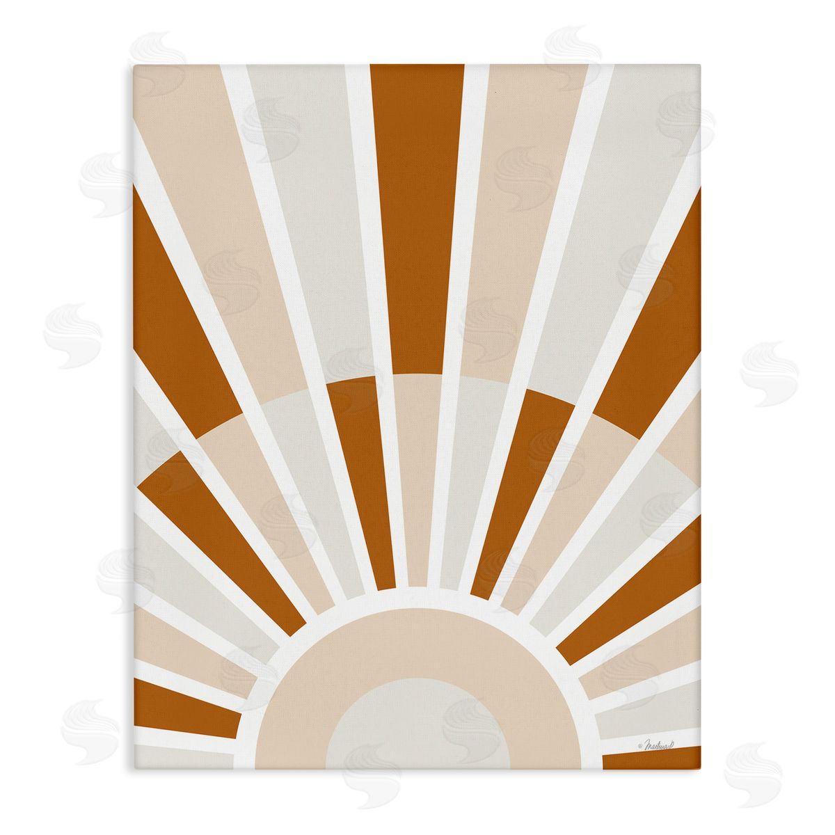 Martina Pavlova Abstract Sun on Horizon Alternating Stripes Earth Tones Stretched Canvas Wall Art Print